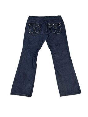Blac Label Straight Jeans Mens Size 38 Dark Blue Distressed Metal Rivets Y2K